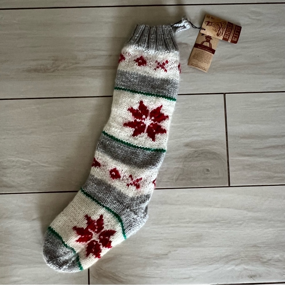 NWT Handmade Knitted Alpaca Blend 24” Long Christmas Stocking By Andes Gifts